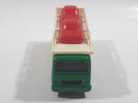 1996 Tomy Tomica No. 7 "Super Great Truck" Fuso Auto Hauler Transport Truck Green and White with Red Cars 1/102 Scale Die Cast Toy Car Vehicle