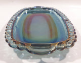 Vintage Indiana Carnival Glass Iridescent Blue Rainbow Double Handles Tea Cream and Sugar Dish