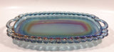 Vintage Indiana Carnival Glass Iridescent Blue Rainbow Double Handles Tea Cream and Sugar Dish