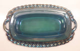 Vintage Indiana Carnival Glass Iridescent Blue Rainbow Double Handles Tea Cream and Sugar Dish