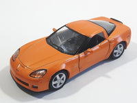 Kinsmart KT5320 2007 Chevrolet Corvette C6 Z06 Orange 1/36 Scale Pullback Motorized Friction Die Cast Toy Car Vehicle with Opening Doors - Cracked Windshield
