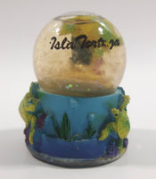 Isla Tortuga, Costa Rica Ocean Turtle Themed 2" Miniature Snow Globe Fridge Magnet - Tilted