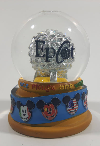 Disney Parks Authentic Original Epcot One Mouse One World 2 1/2" Miniature Snow Globe