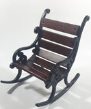 Ornate Cast Iron with Wood Slats Dollhouse Furniture Size Garden Style Rocking Chair