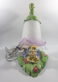 2004 Hampton Bay Disney Tinkerbell Flowers and Vine Lamp with Purple and White Bell Tulip Shade - No Wings