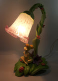 2004 Hampton Bay Disney Tinkerbell Flowers and Vine Lamp with Purple and White Bell Tulip Shade - No Wings