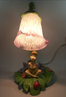 2004 Hampton Bay Disney Tinkerbell Flowers and Vine Lamp with Purple and White Bell Tulip Shade - No Wings