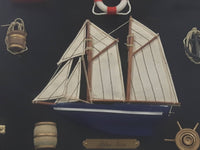 Blue Nose Ship Nautical Knots and Wood Cased Shadow Box  16" x 20"