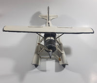 Vintage Style White Float Plane Large Tin Metal Airplane