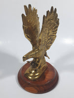 Solid Brass Metal Eagle Ornament on Wood Base