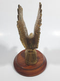 Solid Brass Metal Eagle Ornament on Wood Base