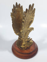 Solid Brass Metal Eagle Ornament on Wood Base