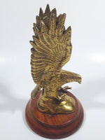 Solid Brass Metal Eagle Ornament on Wood Base