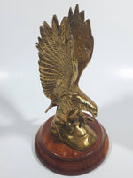 Solid Brass Metal Eagle Ornament on Wood Base