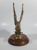 Solid Brass Metal Eagle Ornament on Wood Base