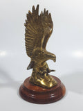 Solid Brass Metal Eagle Ornament on Wood Base