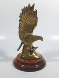 Solid Brass Metal Eagle Ornament on Wood Base