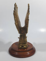 Solid Brass Metal Eagle Ornament on Wood Base