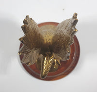 Solid Brass Metal Eagle Ornament on Wood Base