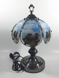 OK Lighting Wild Horses Glass Panel Metal Table Lamp