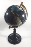 Beautiful 17" Tall Black with Mother of Pearl and Semi-Precious Gems Gemstones Earth World Map Rotating Globe