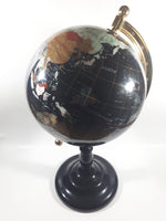 Beautiful 17" Tall Black with Mother of Pearl and Semi-Precious Gems Gemstones Earth World Map Rotating Globe