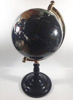 Beautiful 17" Tall Black with Mother of Pearl and Semi-Precious Gems Gemstones Earth World Map Rotating Globe