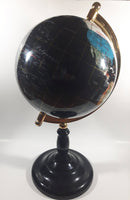 Beautiful 17" Tall Black with Mother of Pearl and Semi-Precious Gems Gemstones Earth World Map Rotating Globe