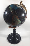 Beautiful 17" Tall Black with Mother of Pearl and Semi-Precious Gems Gemstones Earth World Map Rotating Globe