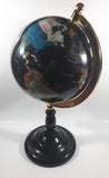 Beautiful 17" Tall Black with Mother of Pearl and Semi-Precious Gems Gemstones Earth World Map Rotating Globe