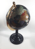 Beautiful 17" Tall Black with Mother of Pearl and Semi-Precious Gems Gemstones Earth World Map Rotating Globe