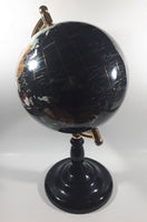 Beautiful 17" Tall Black with Mother of Pearl and Semi-Precious Gems Gemstones Earth World Map Rotating Globe