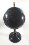 Beautiful 17" Tall Black with Mother of Pearl and Semi-Precious Gems Gemstones Earth World Map Rotating Globe