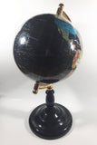 Beautiful 17" Tall Black with Mother of Pearl and Semi-Precious Gems Gemstones Earth World Map Rotating Globe