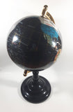 Beautiful 17" Tall Black with Mother of Pearl and Semi-Precious Gems Gemstones Earth World Map Rotating Globe