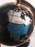 Beautiful 17" Tall Black with Mother of Pearl and Semi-Precious Gems Gemstones Earth World Map Rotating Globe