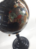 Beautiful 17" Tall Black with Mother of Pearl and Semi-Precious Gems Gemstones Earth World Map Rotating Globe