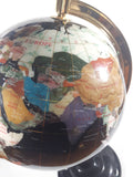 Beautiful 17" Tall Black with Mother of Pearl and Semi-Precious Gems Gemstones Earth World Map Rotating Globe