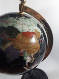 Beautiful 17" Tall Black with Mother of Pearl and Semi-Precious Gems Gemstones Earth World Map Rotating Globe