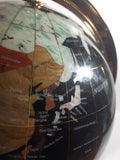 Beautiful 17" Tall Black with Mother of Pearl and Semi-Precious Gems Gemstones Earth World Map Rotating Globe