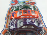Greenbrier International DTSC Imports Package of 3 Die Cast Toy Race Car Vehicles Green, Orange, Purple