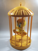 1998 Play By Play Warner Bros. Looney Tunes Tweety Bird Stuffed Plushy on Swing Singing and Talking in 13" Tall Plastic Yellow Cage - Not Working