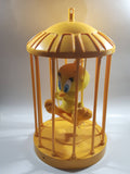 1998 Play By Play Warner Bros. Looney Tunes Tweety Bird Stuffed Plushy on Swing Singing and Talking in 13" Tall Plastic Yellow Cage - Not Working