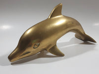 Dolphin Sculpture 8 1/2" Solid Brass Metal