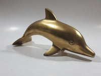 Dolphin Sculpture 8 1/2" Solid Brass Metal