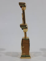 My's Railroad Crossing 4 1/2" Tall Gold Tone Metal Miniature Quartz Clock - Needs A Battery