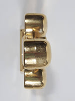 My's Railroad Crossing 4 1/2" Tall Gold Tone Metal Miniature Quartz Clock - Needs A Battery