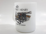 Vintage Federal Old Fort Henry, Kingston, Ontaro Firing The Cannon White Milk Glass Coffee Mug Cup Made in U.S.A. 1813-1891 The Citadel of Upper Canada