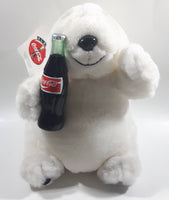 1997 Play By Play Coca Cola Polar Bear Holding Bottle Stuffed Animal Plush with Tags