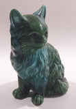 Dark Green Blue Glazed 5 3/8" Tall Ceramic Cat Ornament